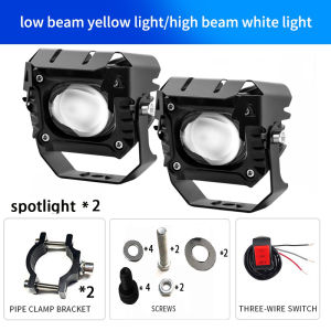 Car LED Motorcycle Spotlight 3INCH Mini Driving LED Light High & Low White+Yellow Universal High Quality