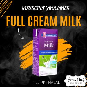 EMBORG UHT FULL CREAM MILK 1L HALAL/ COOKING ESSENTIAL