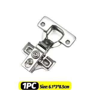 4Pcs Stainless Steel Cabinet Hinges Soft Closing Hydraulic Door Hinge Damper Buffer Kitchen Cabinet Furniture Hardware Accessories