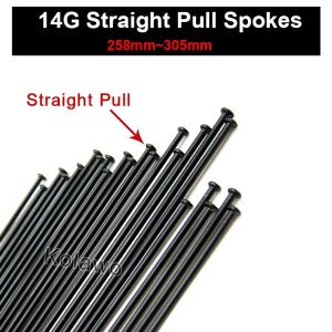 2026 10pcs 14G/14K Black Straight Pull Bicycle Spokes Black Steel Spokes Round Body 2MM Spokes With 258-305mm Customize Size