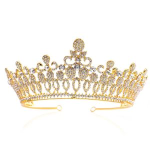 Baroque Gold Rhinestone Crystal Tiara Mahkota Crown Wedding Pengantin Bridal Nikah Tunang