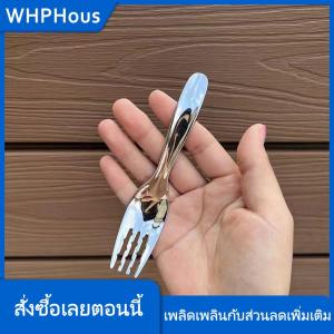 WHPHous ช้อนกลมทำจากสแตนเลสด้ามยาวสำหรับมื้อค่ำสีแดงสีทองช้อนคนทำของหวานสำหรับเครื่องครัวอุปกรณ์เสริมในครัว