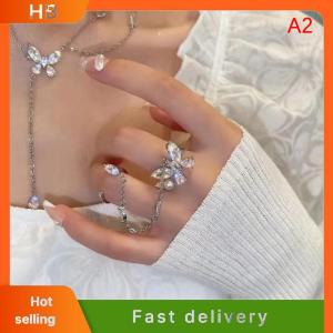 HB Shiny Crystal Butterfly Necklace Exquisite Multi-layer Pearl Clavicle Chain Necklaces for Women 2022 Trend Aesthetic Jewelry