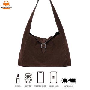 Women Faux Suede Lazy Aesthetic Vintage Underarm Bag Fashion Commute Handbag Large Capacity Shoulder Bag for Travel College Work
