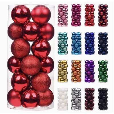 BELIEVE 20pcs Christmas Balls 4cm 6cm 8cm Size Options Shiny Glitter Red Pink Gold White Tree Ornaments for Christmas Tree Home Office Party Holiday Decorations