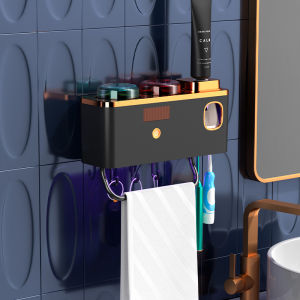 HKStorage ที่ยึดแปรงสีฟันแบบ D-Isยีนส์ที่แขวนผ้าเช็ดตัวแปรงสีฟันแบบติดผนังเครื่องฆ่าเชื้อถ้วยอัปเกรดใหม่