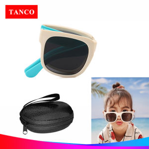 TANCO 1019X Foldable Sunglasses for 3-8 Years Old Kids UV400 Lens Cute Colorful Frame Portable Design Outdoor Sports Sunglasses