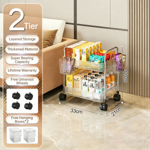Transparent Acrylic Utility Storage Rack with Wheels COD POP Trolley Cart Organizer Basket for Efficient Storage Solutions