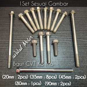 (1SET) BAUT BLOK CVT YAMAHA MIO J KARBURATOR KUNCI T8 / BAUT BAK CVT MOTOR / BAUT KRENGKES