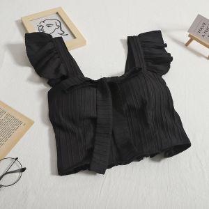 Áo Croptop Buộc Nơ Tay Bồng Kèm Đệm ngực - Phong cách Hàn Quốc Ngọt Ngào Quyễn Rũ