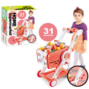 Đồ chơi cho Bé Xe đẩy siêu thị 31 Chi tiết HOME Shooping Car (Xe đẩy bánh kẹo sữa trái cây hoa quả kem đồ hộp)
