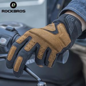 【Local Delivery】ROCKBROS Motorcycle Gloves Screen Touch Cycling Gloves MTB Road Bike Shockproof Gloves Full Finger Bicycle Gloves