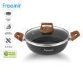 freemir Wajan Panggang Anti Lengket 24cm Casserole Pan Non Stick Serbaguna Tutup Kaca Coating Granit. 