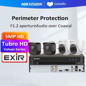 Hikvision 4//8 Channel CCTV Camera Kit  5MP Full HD With Audio Complete CCTV Set Package IP67 Outdoor Waterproof Security Camera CCTV Security Systems