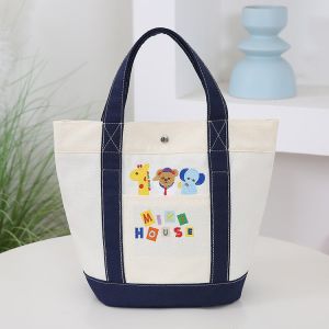 miki New cartoon embroidered canvas bag for women lunch bag high-looking handbag large-capacity mommy bag