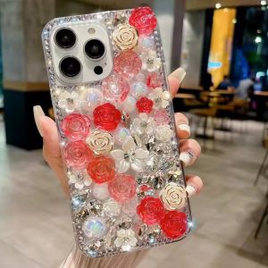 Mobile phone case For iPhone15 16 17 Pro Max Flowers Phone shell silicone soft case shockproof case Fashion case Diamond cover rhinestone case casing for iphone 15 pro max 15 16 plus 14 pro max 11 12 13 promax x xr xs max 14 promax 13 mini 16E 17 Air