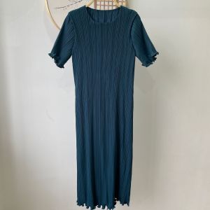 Miyake Pleated Luxury Casual Fashion Solid Color Dress #5323