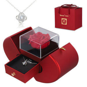 Preserved Rose Gift Box With Necklace - Romantic Birthday Gifts For Girlfriend Wife Her | Luxury Keepsake Present