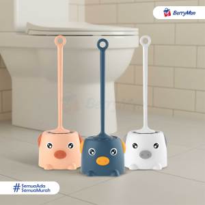 Sikat Pembersih WC Toilet Kamar Mandi Gagang Panjang Dengan Tatakan Karakter Babi Lucu