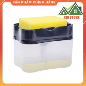 Hộp đựng nước rửa chén bát có vòi bơm và khay đựng miếng rửa chén tặng kèm mút