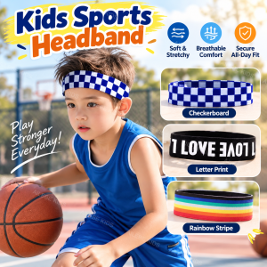 AILEBE Kids Fashion Headband For Boys Girls Elastic Hairband Headwear Soft Breathable Lightweight Washed Cotton Blend 3-12 Years School Sports Dance Costume Party Outdoor Family Outing Daily Casual OOTD