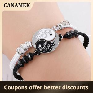 【 CANAMEK 】 Fashion Dragon Figure Yin Yang Adjustable Bracelet Tai Chi Couple Necklace For Boyfriend Girlfriend Valentines Day Jewelry Gift