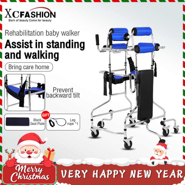 XCFASHION%20Eight%20wheel%20walker%20rehabilitation%20equipment%20stainless%20steel%20Adjustable%20pulley%20walker%20-%20Image%202