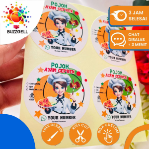 2-4 Sticker Kemasan Makanan Umkm Cetak Stiker Label Produk Ayam Geprek Pedas Free Desain Custom Nama