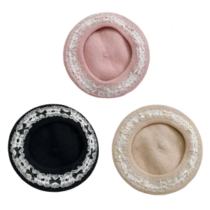 Ren Beret Mũ tài xế với Bowknot mũ họa sĩ Beret thợ làm bánh mũ bé trai cho đường phố đi dạo tối đạo cụ chụp ảnh Mũ nồi