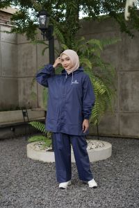Jas Hujan/Mantol Pria dan Wanita Model Setelan Celana Bahan Pvc 0.25
