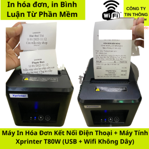 Máy In Bill Xprinter XP-T80W in nhiệt khổ 80mm K80 USB + Wifi