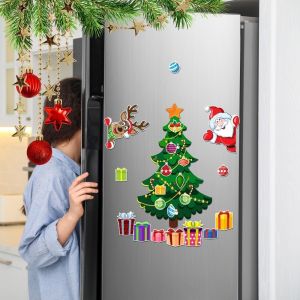 NAELIN  mềm  dán xe hơi hình chủ đề Giáng sinh. PVC Cây thông Noel  dán tủ lạnh chủ đề Giáng sinh Quà tặng Ông già Noel Miếng dán tủ lạnh chủ đề Giáng sinh Tem dán thân xe