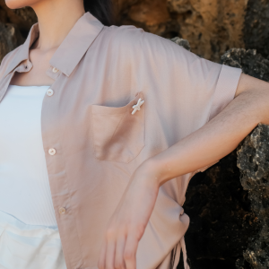 MKY CLOTHING KEMEJA SERUT LENGAN PENDEK KATUN ATASAN WANITA