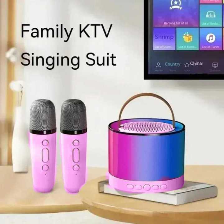 Speaker Bluetooth Portable Karaoke with 2 Wireless Microphone | Lazada ...