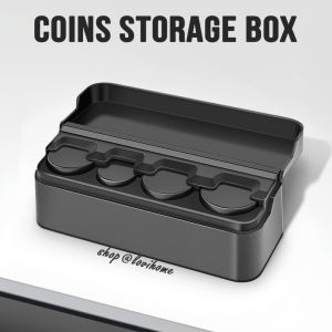 Coin Storage Box Black Car Auto Portable Coin Case Interior Plastic Holder Container Organizer