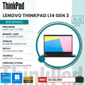 ThinkPad L14 Gen 3 - Laptop Lenovo Core I5-1235U / 24GB RAM / 512GB SSD / 14" FHD / Windows 11 Original / Laptop Baru Garansi 1 Tahun / Black. 