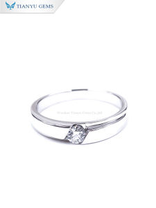 Tianyu Gems 5mm Moissanite 18k Gold Plated Men Rings Sterling Silver 925 Classic Diamond Tension Setting Wedding Engagement Ring Moissanite Ring For Men