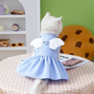 OUTOPEN Adorable Dog Wings Skirt Comfortable with D Ring Cat Vest Harness Cat Party Outfit Breathable Puppy Princess Dress Spring Summer