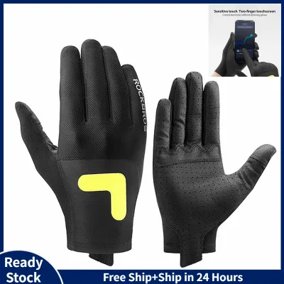 ROCKBROS Full Finger Bike/Motorcycle Gloves Cycling Gloves Adults Elastic Breathable Touch Screen Gloves for Mountain Road Bicycle