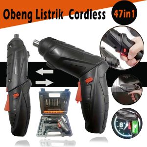 ELINK Paket Bor Baterai Cordless Mini Mesin Portable Obeng Screwdriver Electric - 47PCS Obeng Listrik Electric Screw Driver Multi-function Screwdriver Electric Drill Bor Listrik