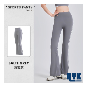 NYK High Waist Flare Long Pants Stripe Splicing Yoga Running Slim Fit Sports Trousers Comfortable Casual Legging