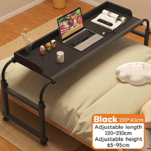 Cross-bed Table Adjustable Computer Desk Desktop Laptop Table Wheel Removable Cross Bed Standing Desk Writing Study Table Home Office Furniture Movable Desk Computer Desk Bedroom Bedside Work Table