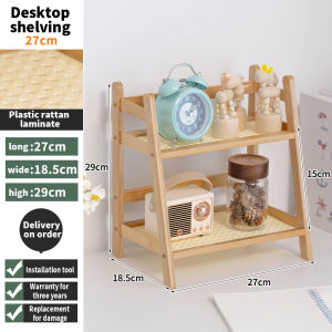 Bamboo Double-Layer Table Shelf For Dormitory Bedroom Desk Storage