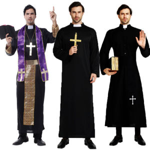Umorden Easter Purim Halloween Costume for Men Father Priest Bishop Costumes Christian Pastor Clergyman Cosplay2026