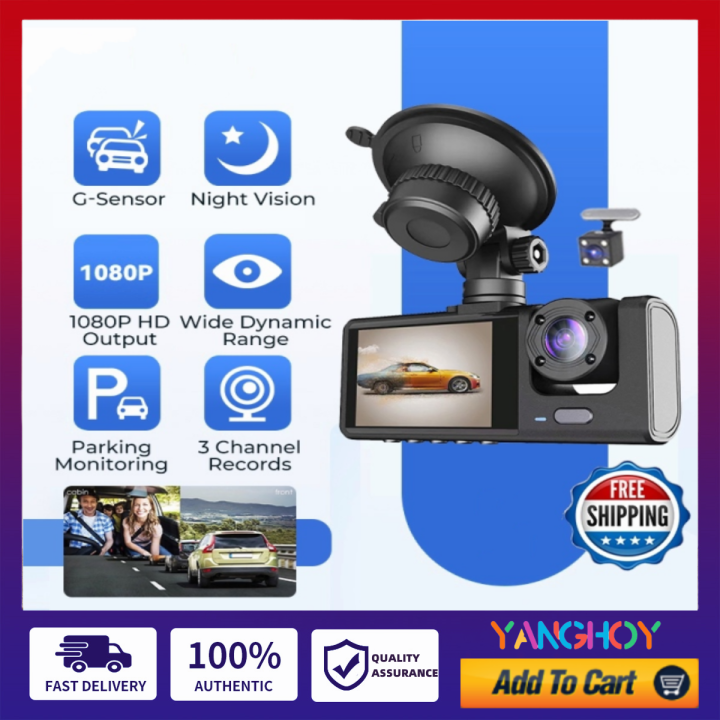 Dash Cam For Car Front And Rear Dashcam 3 Camera 1080P HD Car Recorder