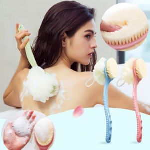 Cây Bông Tắm Chà Lưng/ Bàn Chải Chà Lưng Kèm Bông Tắm Cây Cọ Tắm 2 Đầu Cọ Chà Lưng Vệ Sinh Cơ Thể Mềm Mại-NIEVE