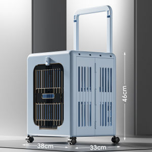 Rubvrenti Pet Carrier Trolley Travel Case Foldable Breathable Large Capacity Rolling Suitcase Kucing Rumah Tangga Outdoor
