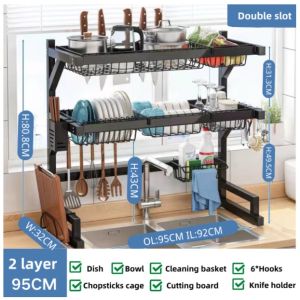Lunn Stainless Steel Rak Dapur Stainless Steel Sink Dish Rack Rak Pinggan Sinki Dish Drainer Rak Kitchen Organiz