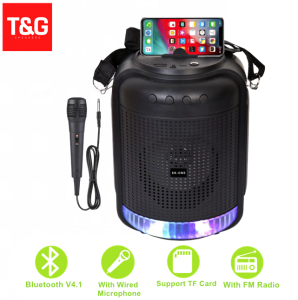 SK-1101 Karaoke Portable Wireless DISCO Light Bluetooth Speaker Multi Function with Shoulder Strap & Wired Microphone