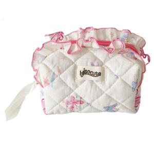 Dễ thương viền ren mỹ phẩm Túi lưu trữ dung tích lớn polyester bông Khay để đồ trang điểm cho phụ kiện du lịch nữ phụ nữ